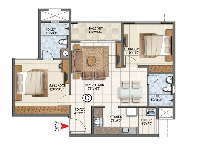 Sobha Palm Court Floor Plan