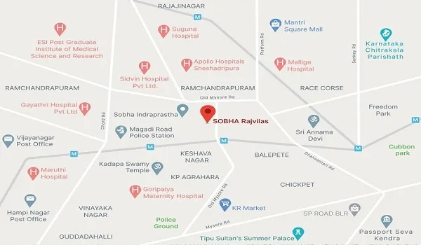 Sobha Rajvilas Location Map